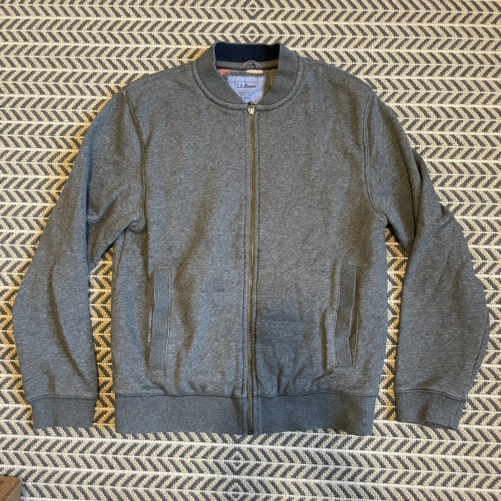 L.L. Bean Flannel Lined Zip-Up Sweatshirt Jacket, Men's S